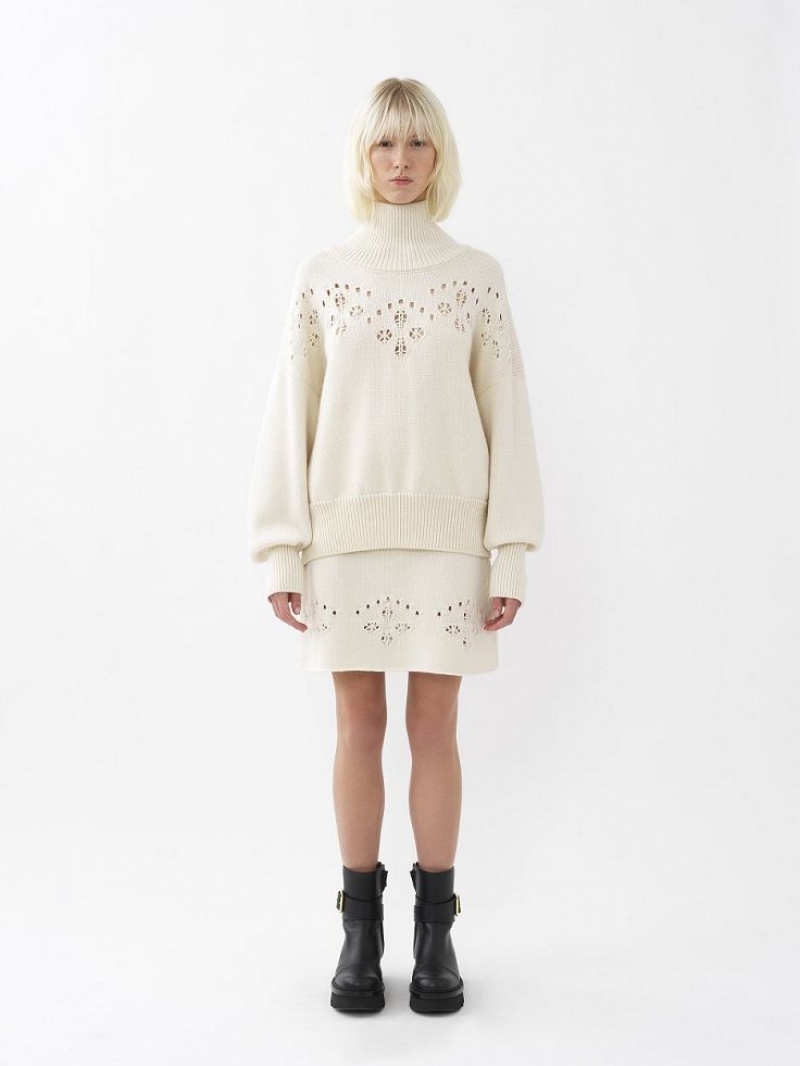 Prendas De Punto Chloe Generous High-neck Blancos | CHE-SR13943