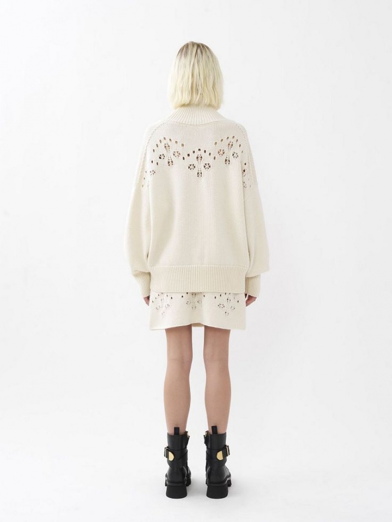 Prendas De Punto Chloe Generous High-neck Blancos | CHE-SR13943