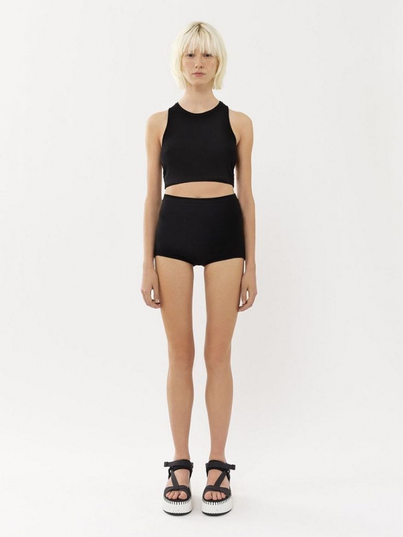 Prendas De Punto Chloe High-waisted Mini Shorts Negros | CHE-SR13924