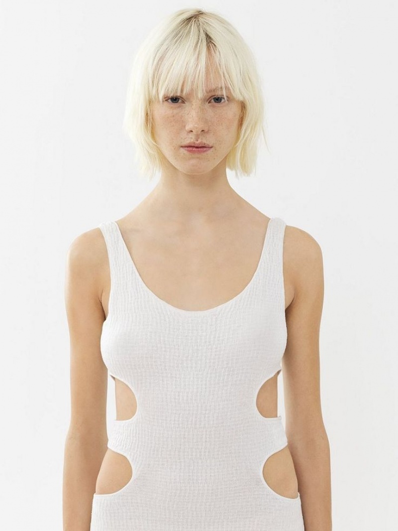 Prendas De Punto Chloe Long Tank Blancos | CHE-SR13937
