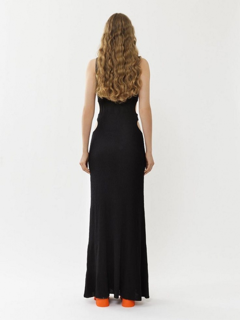 Prendas De Punto Chloe Long Tank Negros | CHE-SR13936