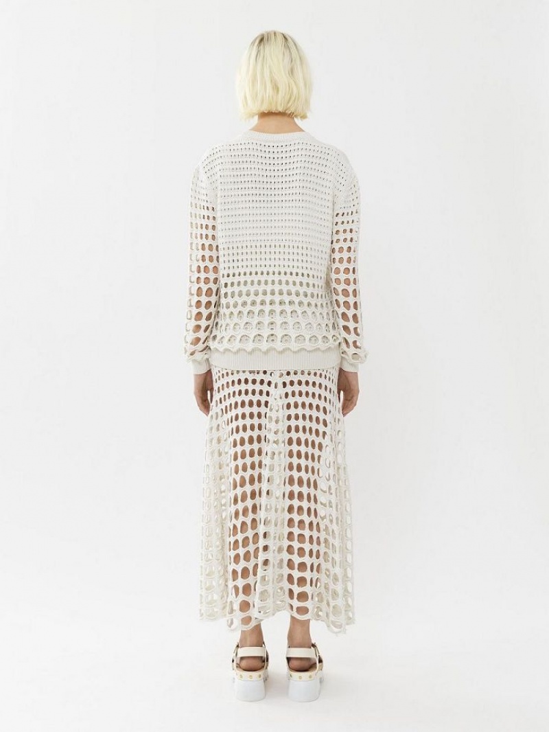 Prendas De Punto Chloe Maxi Flared Blancos | CHE-SR13930