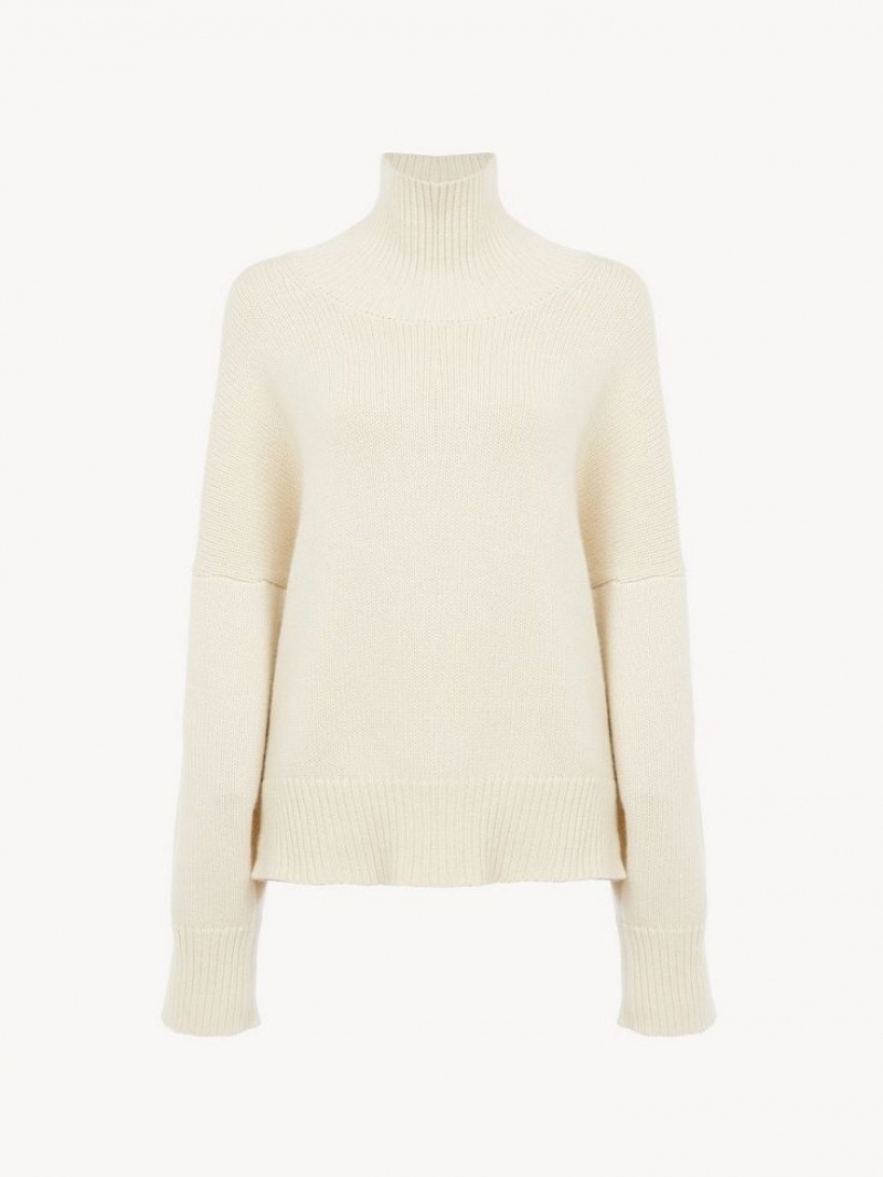 Prendas De Punto Chloe Oversized High-neck Blancos | CHE-SR13927