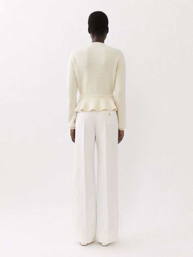 Prendas De Punto Chloe Peplum Blancos | CHE-SR13963