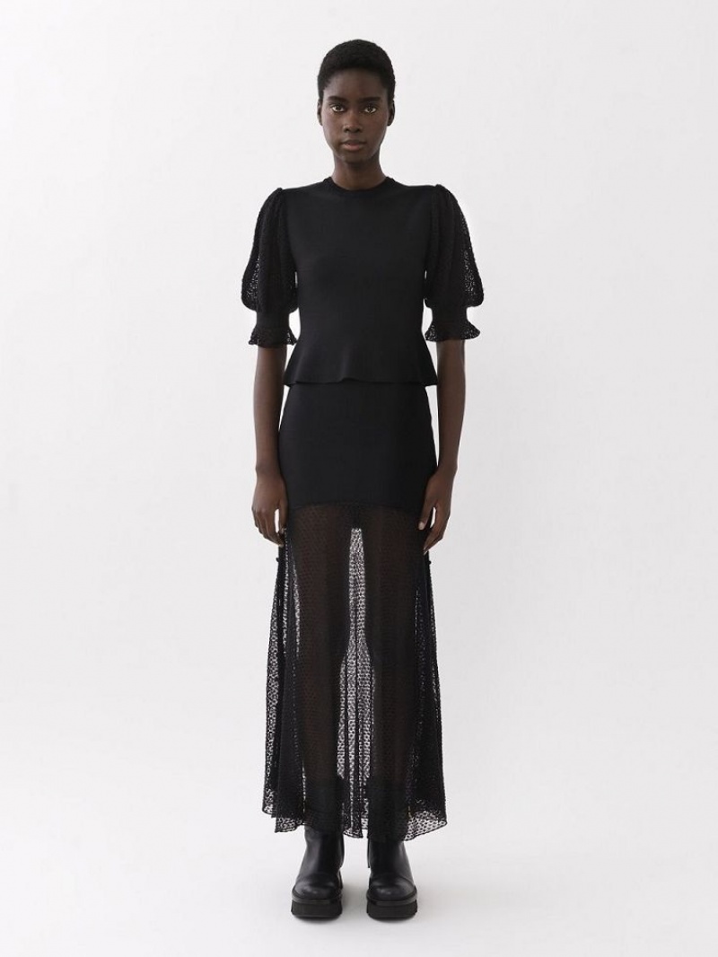 Prendas De Punto Chloe Peplum Negros | CHE-SR13920