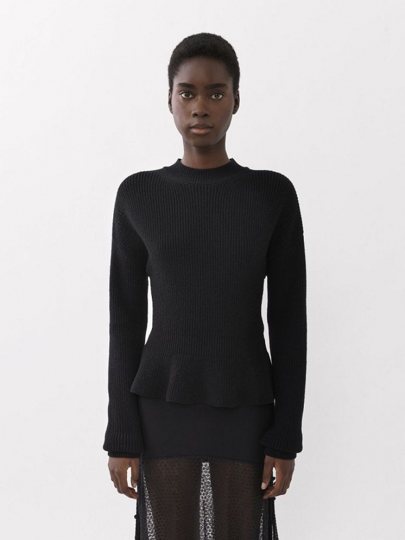 Prendas De Punto Chloe Peplum Negros | CHE-SR13964