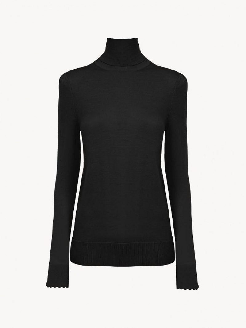 Prendas De Punto Chloe Turtleneck Negros | CHE-SR13959
