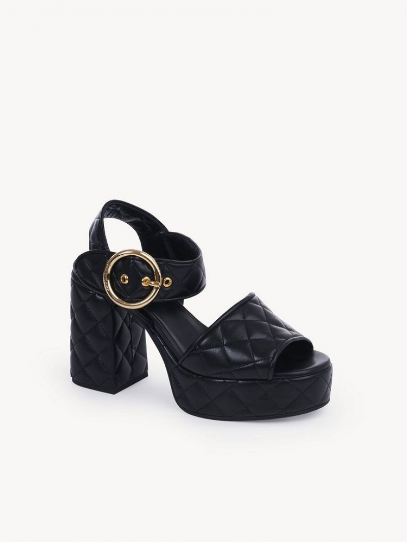 Sandalias Chloe Jodie Plataforma Negros | CHE-SR14813