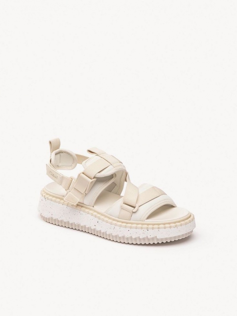 Sandalias Chloe Lilli Planos Blancos | CHE-SR14175
