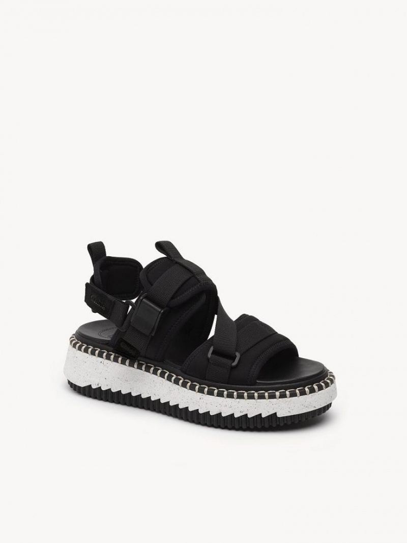 Sandalias Chloe Lilli Planos Negros | CHE-SR14170