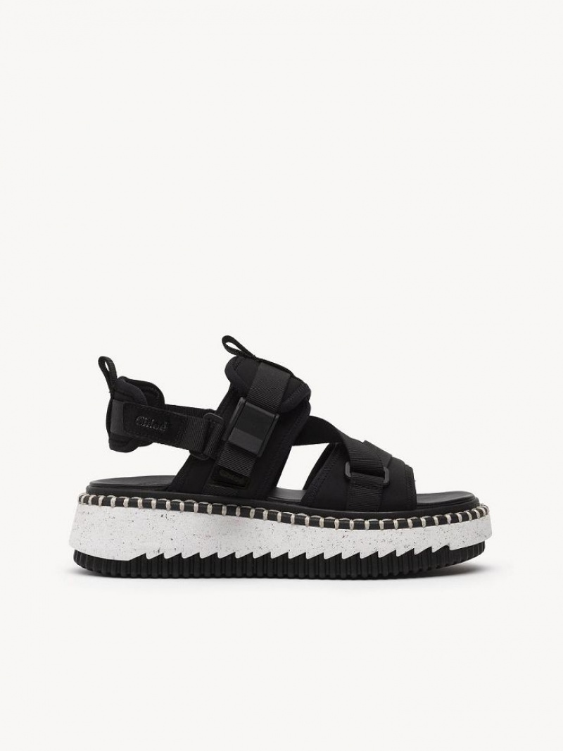 Sandalias Chloe Lilli Planos Negros | CHE-SR14170