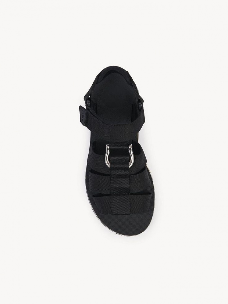 Sandalias Chloe Nikie Active Planos Negros | CHE-SR14169