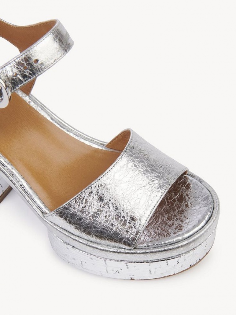 Sandalias Chloe Odina High-heel Plateados | CHE-SR14165