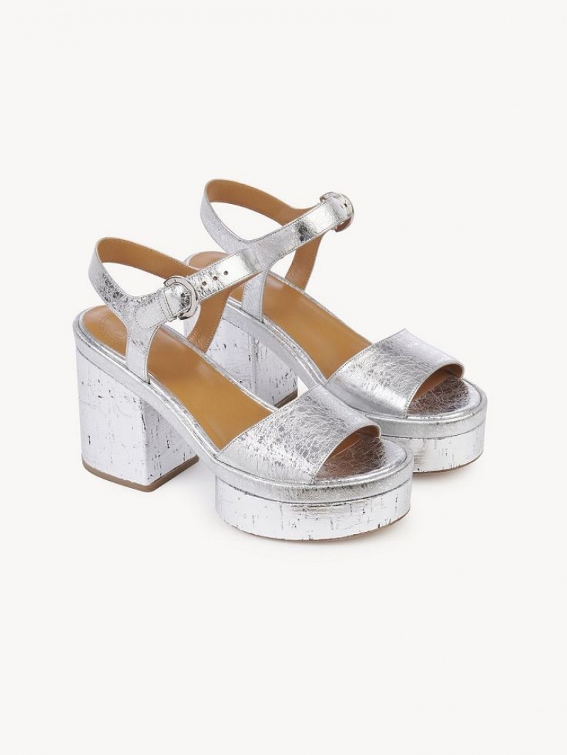 Sandalias Chloe Odina High-heel Plateados | CHE-SR14165