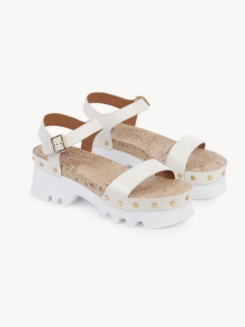 Sandalias Chloe Owena Plataforma Blancos | CHE-SR14162