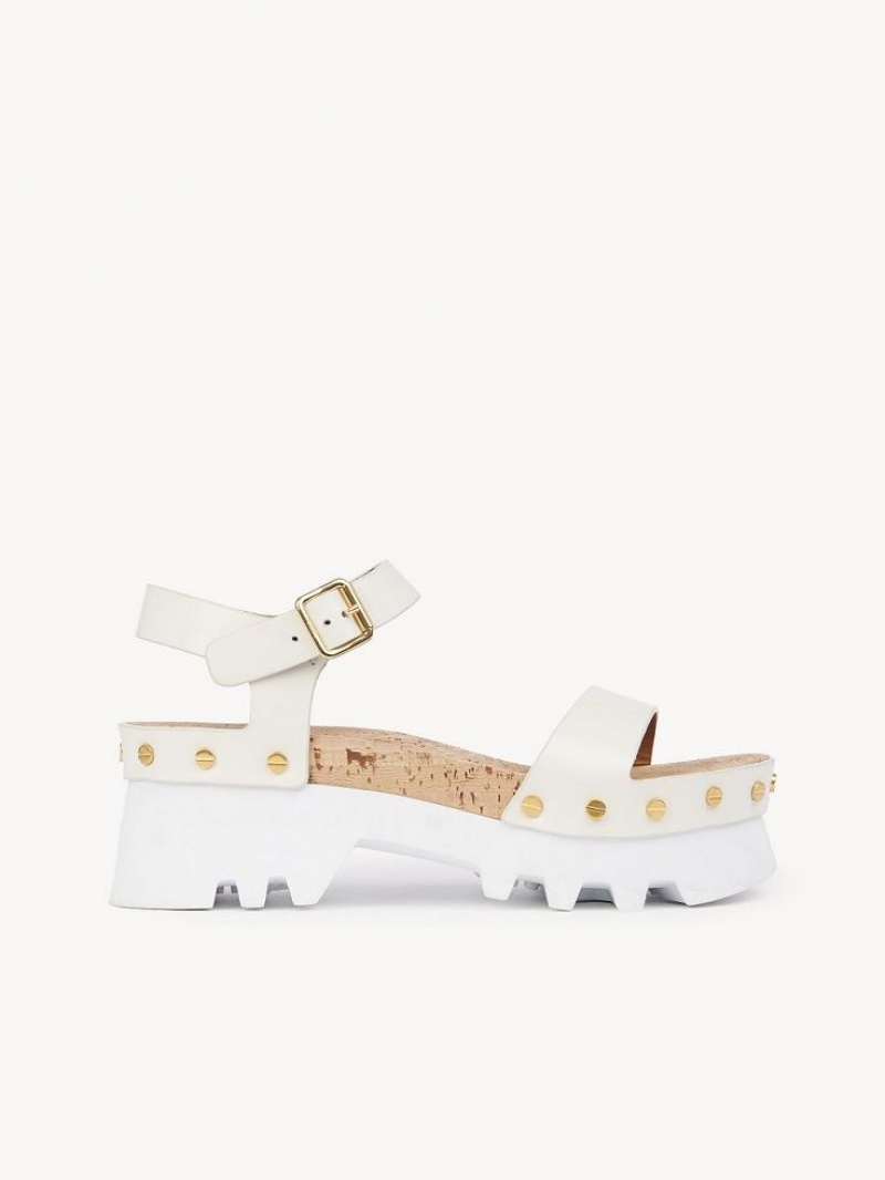 Sandalias Chloe Owena Plataforma Blancos | CHE-SR14162