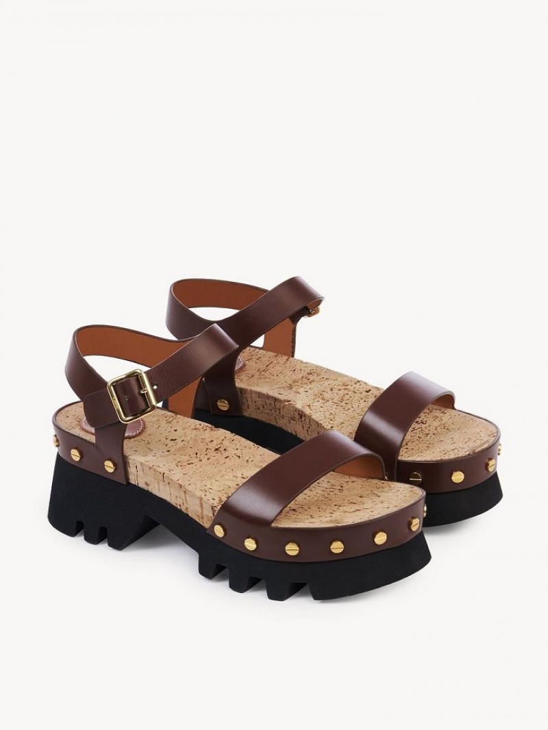 Sandalias Chloe Owena Plataforma Marrom | CHE-SR14161