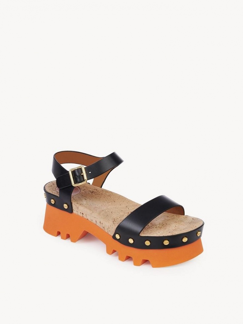 Sandalias Chloe Owena Plataforma Negros | CHE-SR14152