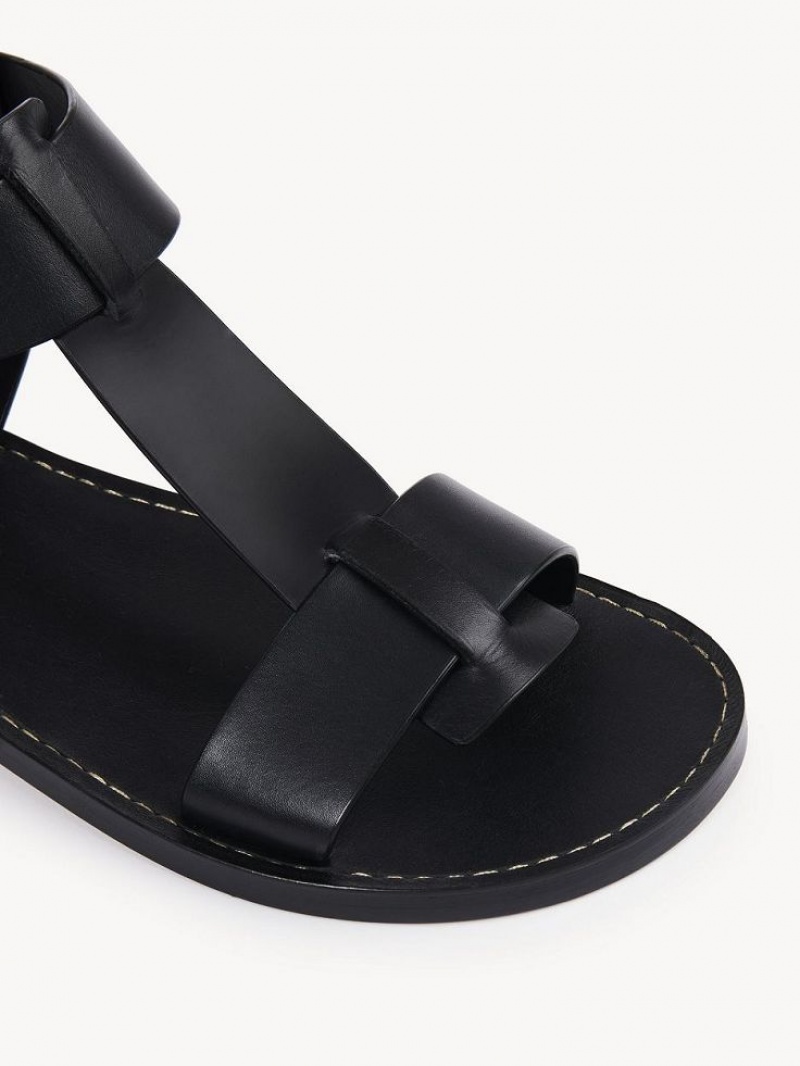 Sandalias Chloe Rebecca Planos Negros | CHE-SR14142