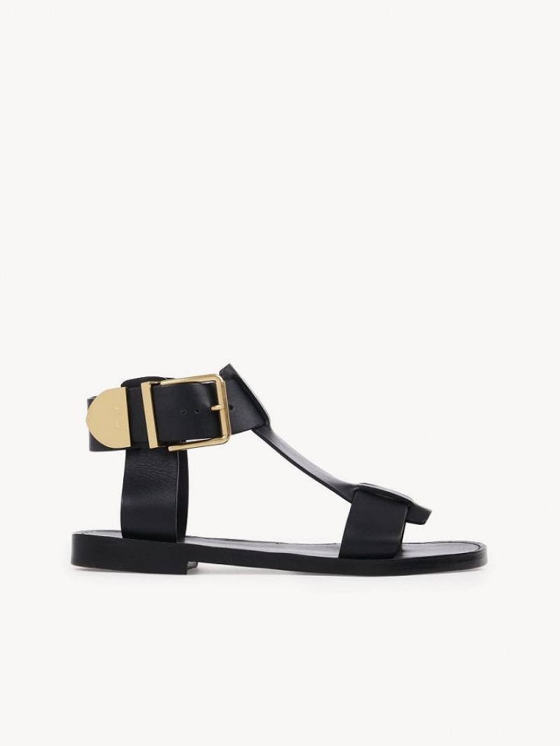 Sandalias Chloe Rebecca Planos Negros | CHE-SR14142