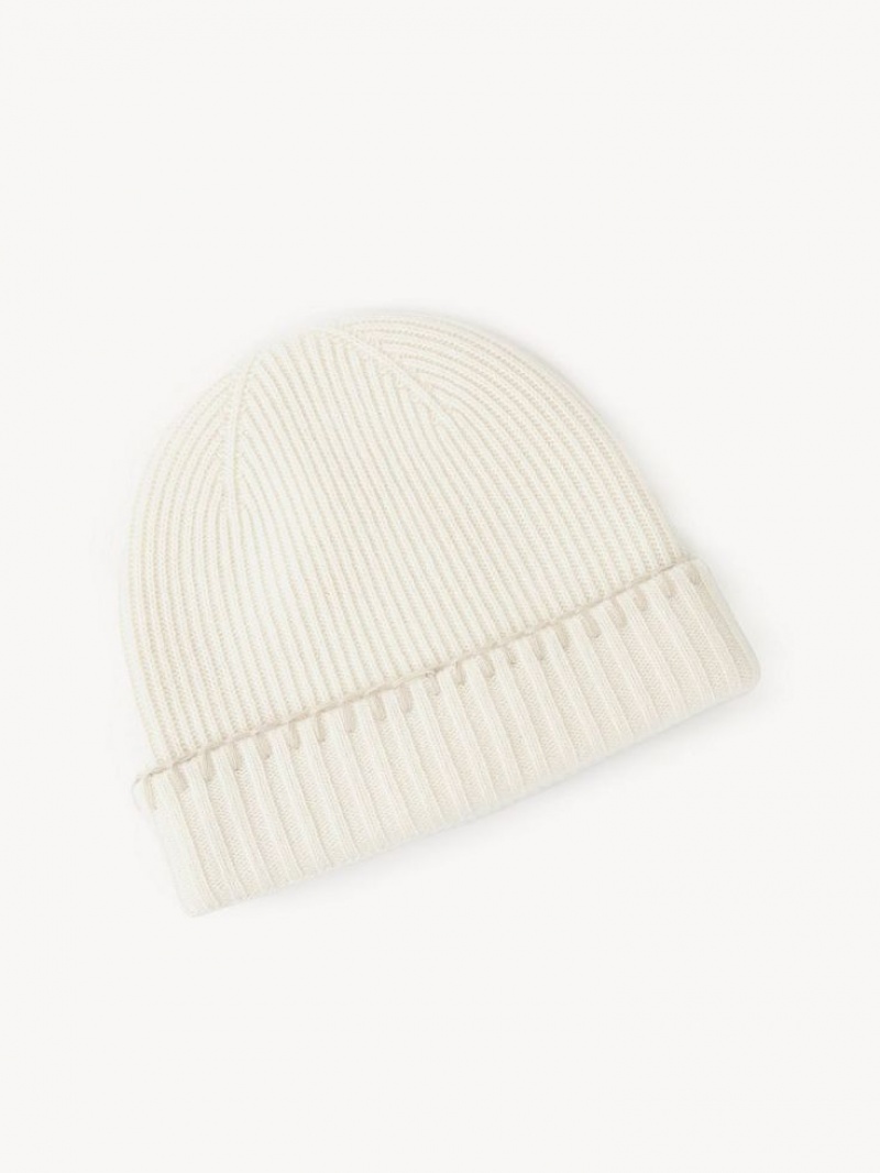 Sombreros Chloe Acanalado Knit Beanie Blancos | CHE-SR14473