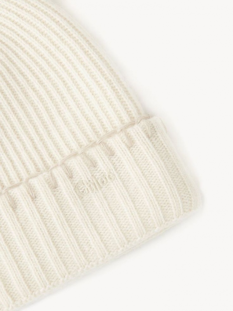 Sombreros Chloe Acanalado Knit Beanie Blancos | CHE-SR14473