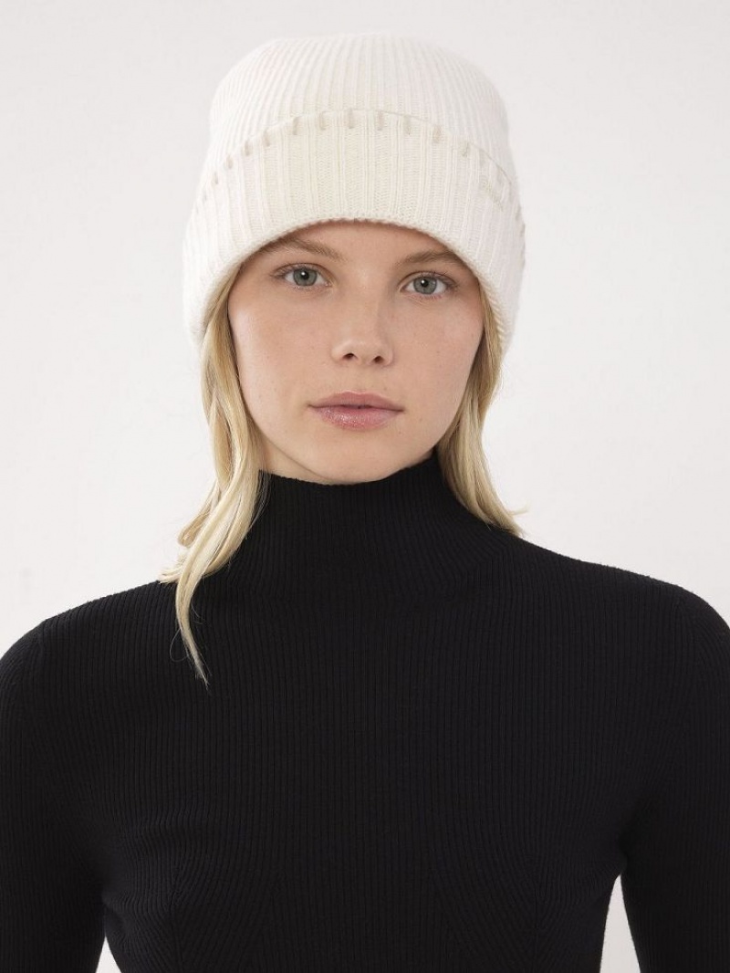 Sombreros Chloe Acanalado Knit Beanie Blancos | CHE-SR14473
