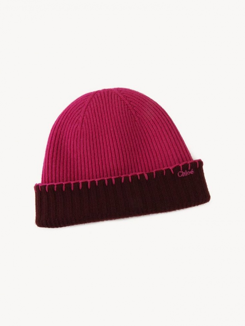 Sombreros Chloe Acanalado Knit Beanie Morados Rosas | CHE-SR14472