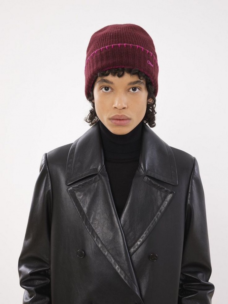 Sombreros Chloe Acanalado Knit Beanie Morados Rosas | CHE-SR14472