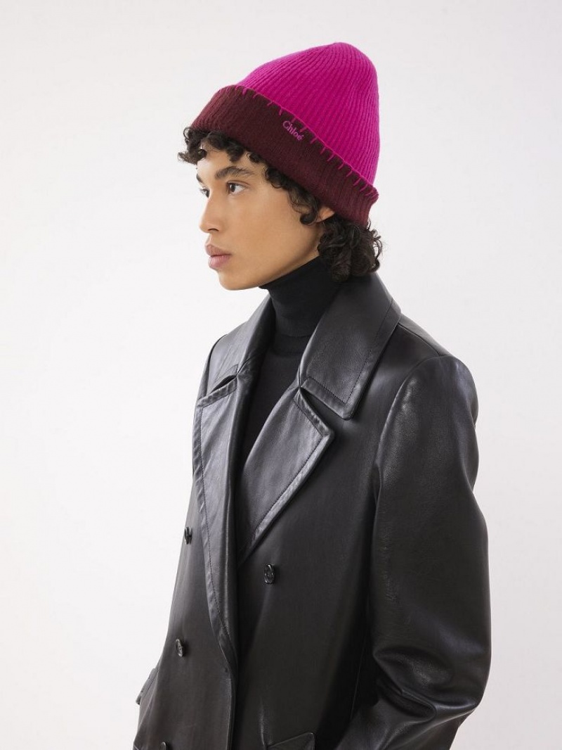 Sombreros Chloe Acanalado Knit Beanie Morados Rosas | CHE-SR14472
