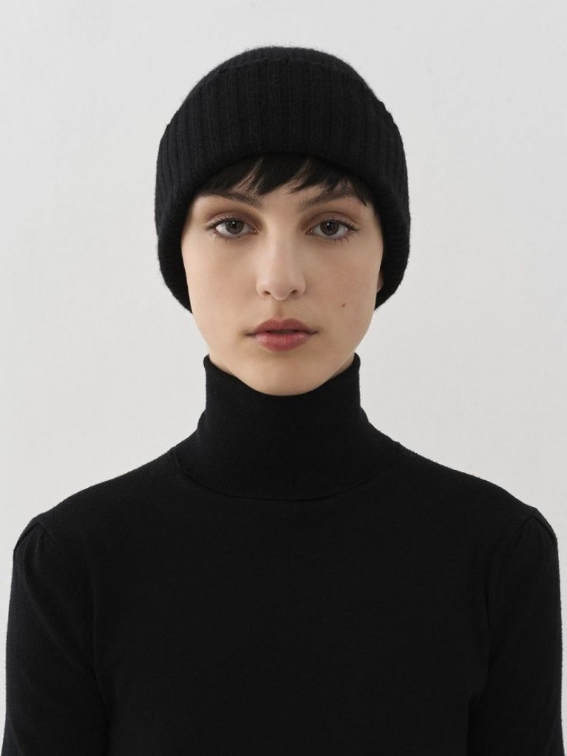 Sombreros Chloe Acanalado Knit Beanie Negros | CHE-SR14487