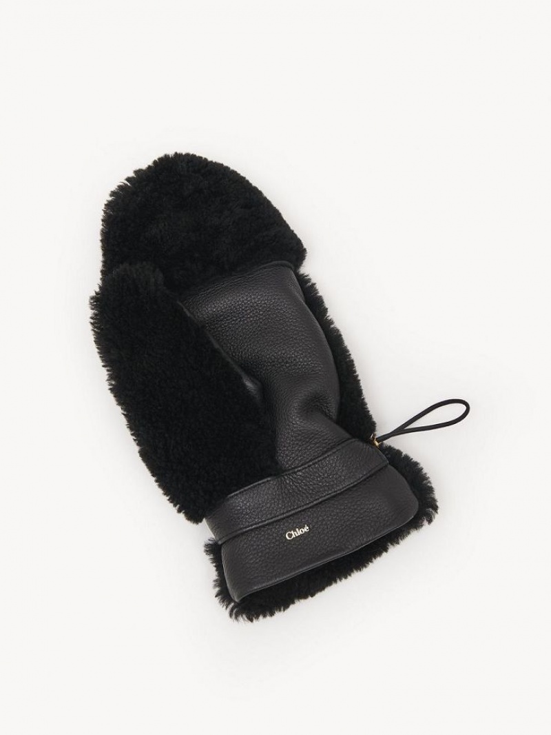 Sombreros Chloe Shearling Mittens Negros | CHE-SR14483