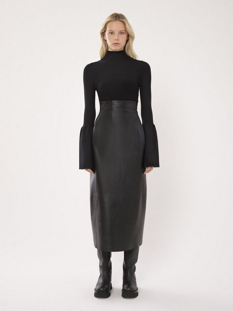 Suéteres Chloe Fitted Mock-neck Negros | CHE-SR13903
