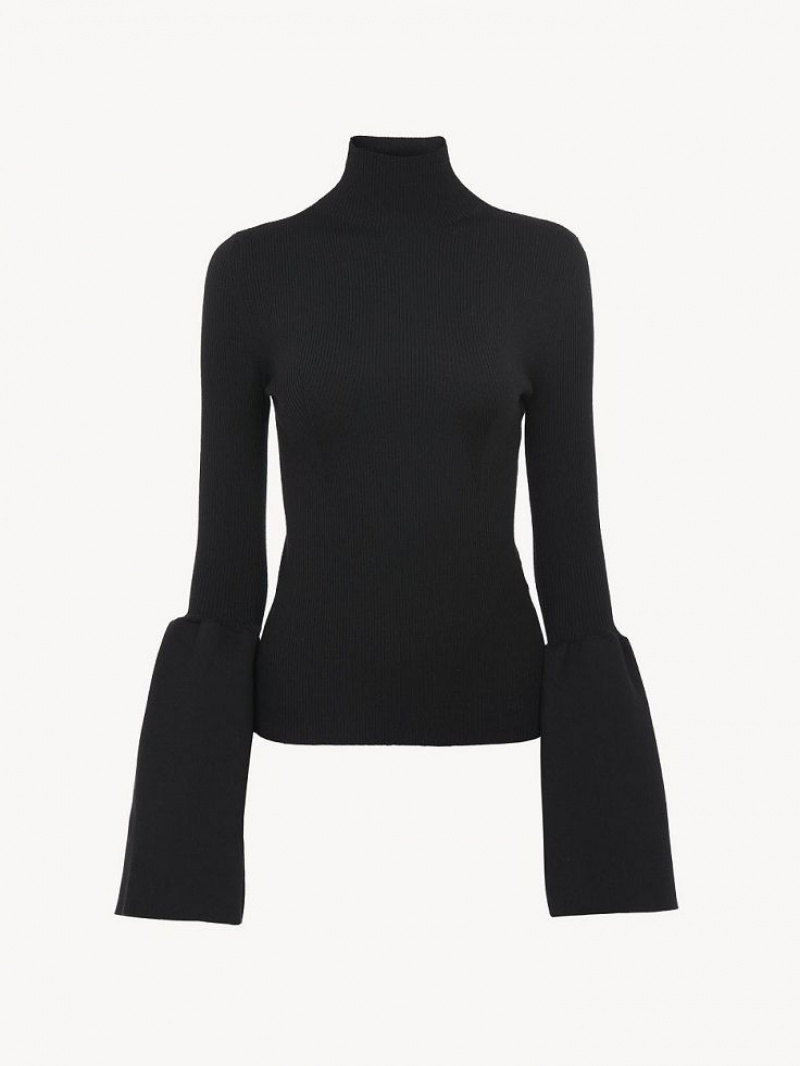 Suéteres Chloe Fitted Mock-neck Negros | CHE-SR13903
