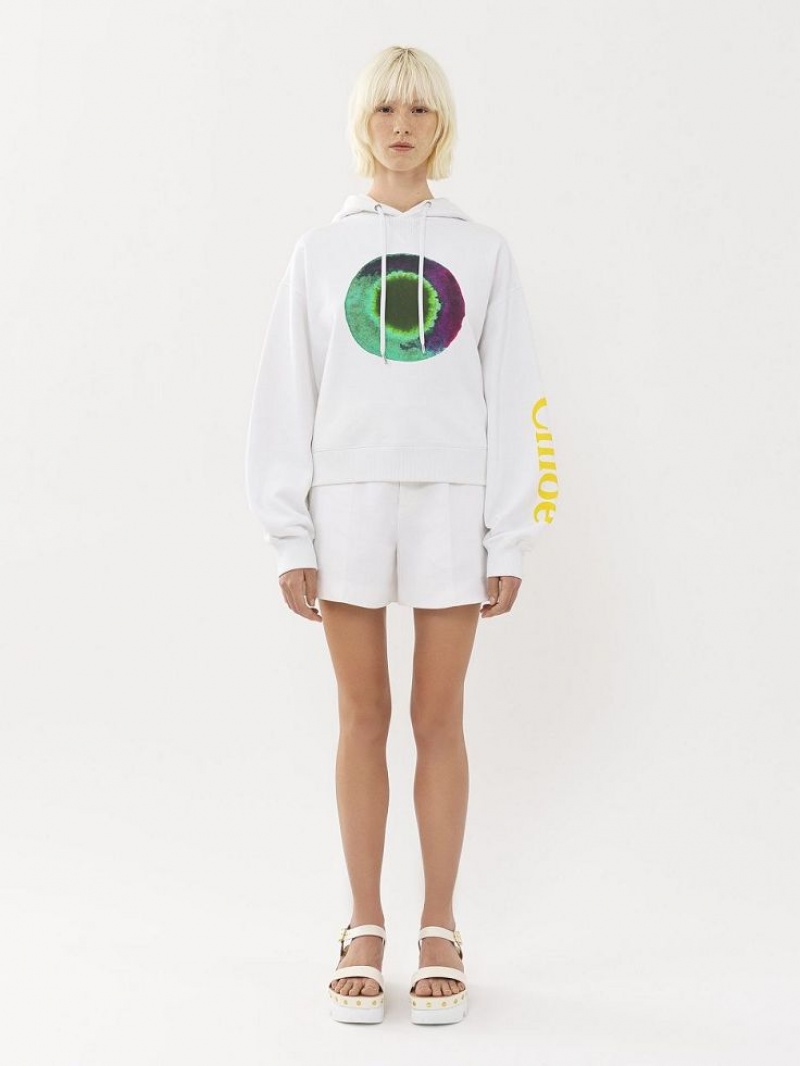 Suéteres Chloe Printed Encapuchado Blancos Verdes | CHE-SR13869