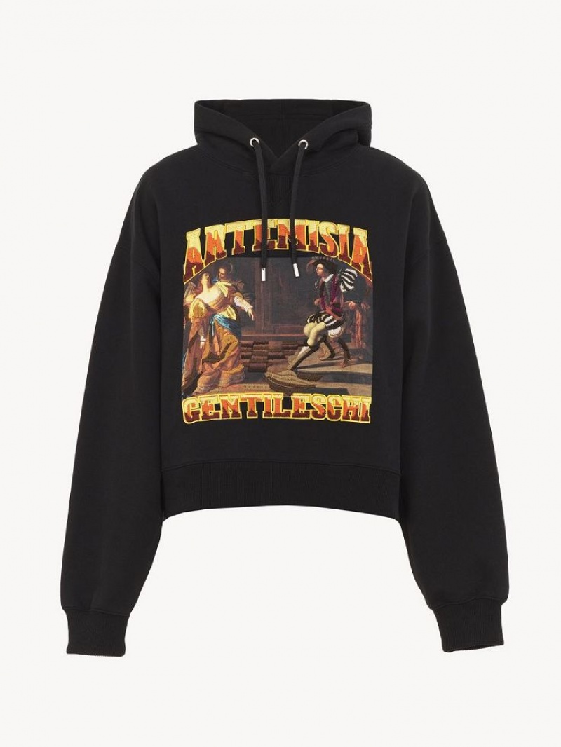 Suéteres Chloe Printed Hoodie Negros | CHE-SR13907