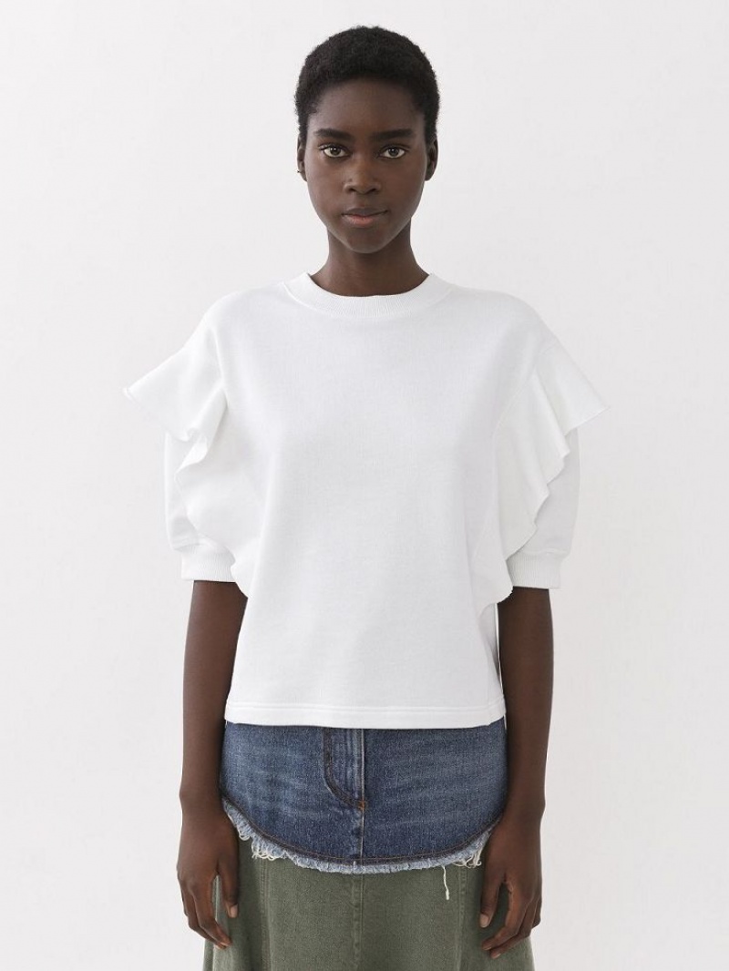 Suéteres Chloe Ruffled Blancos | CHE-SR13898