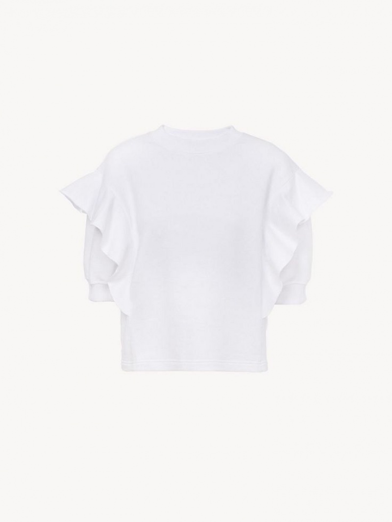 Suéteres Chloe Ruffled Blancos | CHE-SR13898