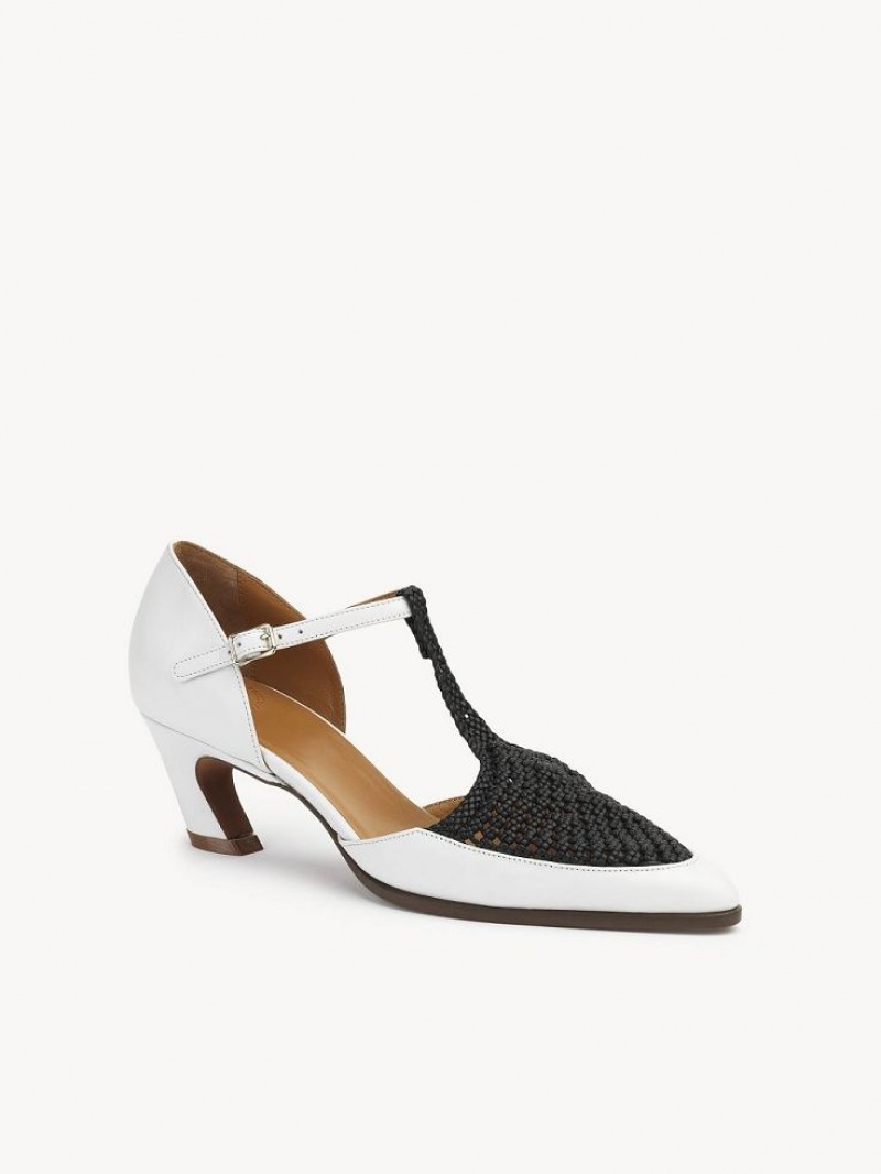 Tacones Chloe Olene Blancos Negros | CHE-SR14262