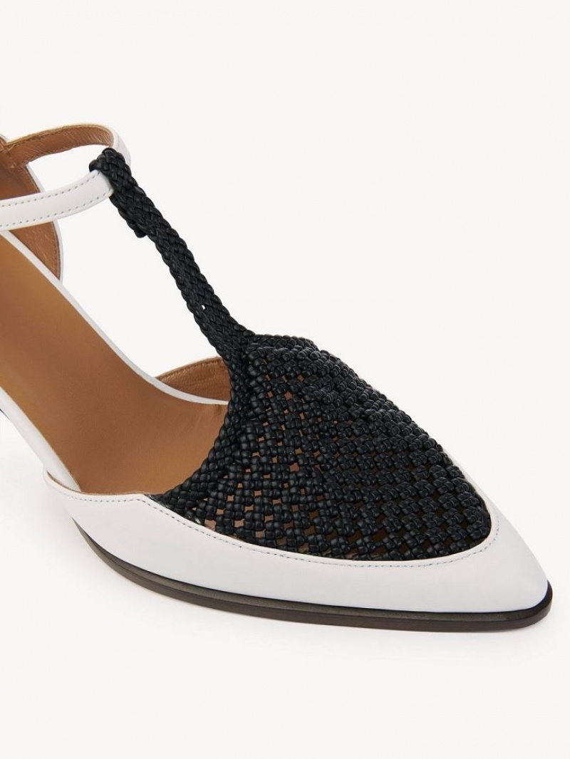 Tacones Chloe Olene Blancos Negros | CHE-SR14262