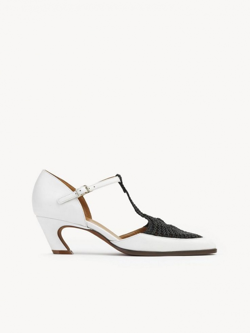 Tacones Chloe Olene Blancos Negros | CHE-SR14262