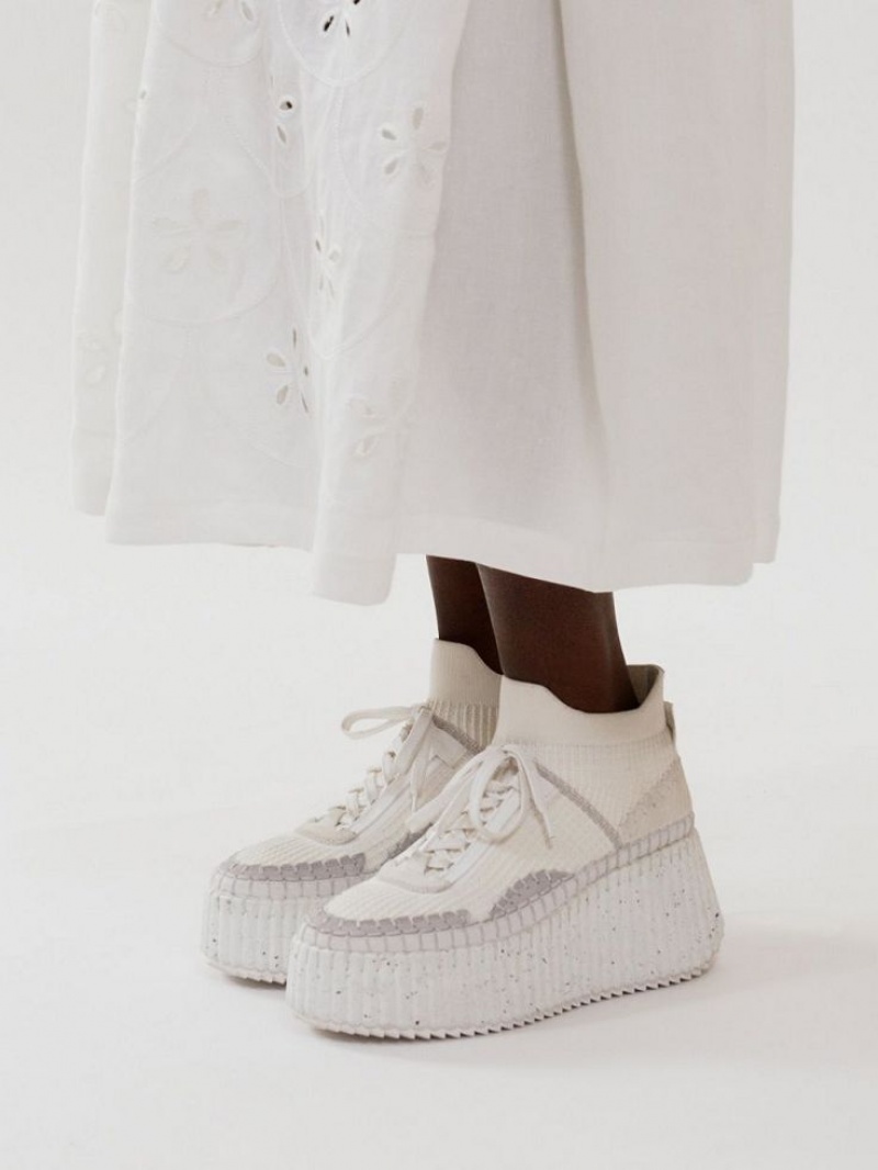 Tenis Chloe Nama Wedge Blancos | CHE-SR14188
