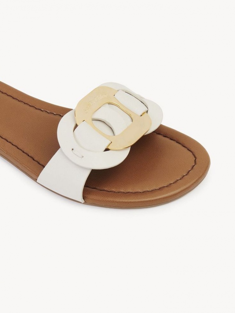 Tenis Planos Chloe Chany Mule Blancos | CHE-SR14823