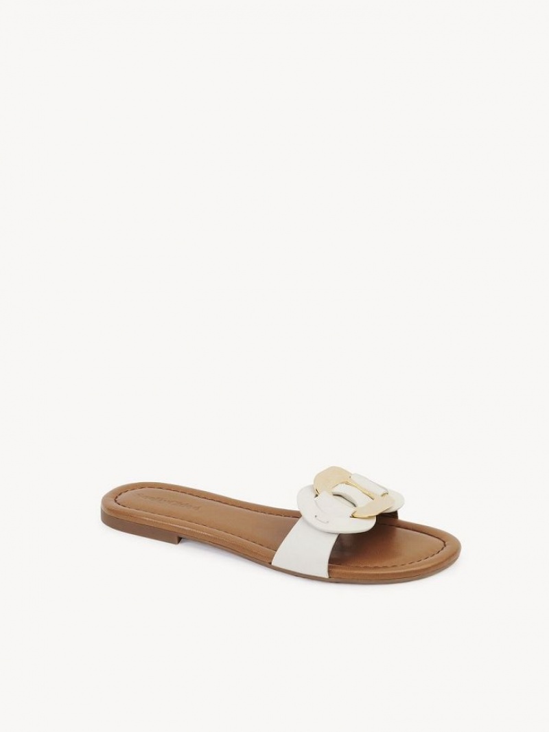Tenis Planos Chloe Chany Mule Blancos | CHE-SR14823