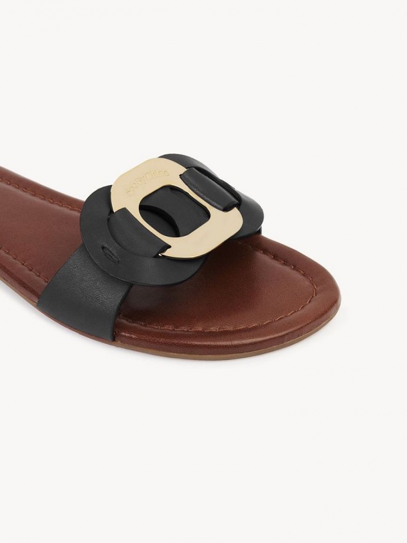 Tenis Planos Chloe Chany Mule Negros | CHE-SR14838
