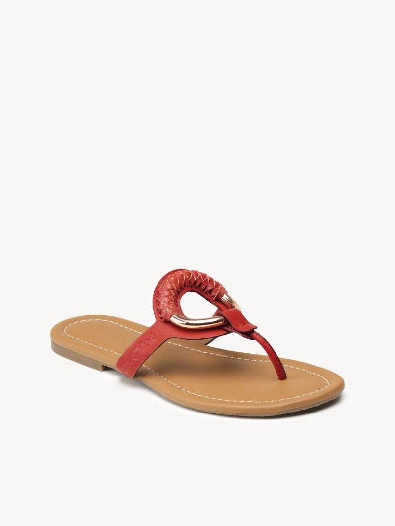 Tenis Planos Chloe Hana Flip-flop Rojos | CHE-SR14817