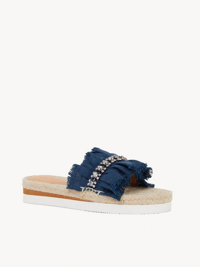 Tenis Planos Chloe Mollie Alpargata Azules Oscuro | CHE-SR14807