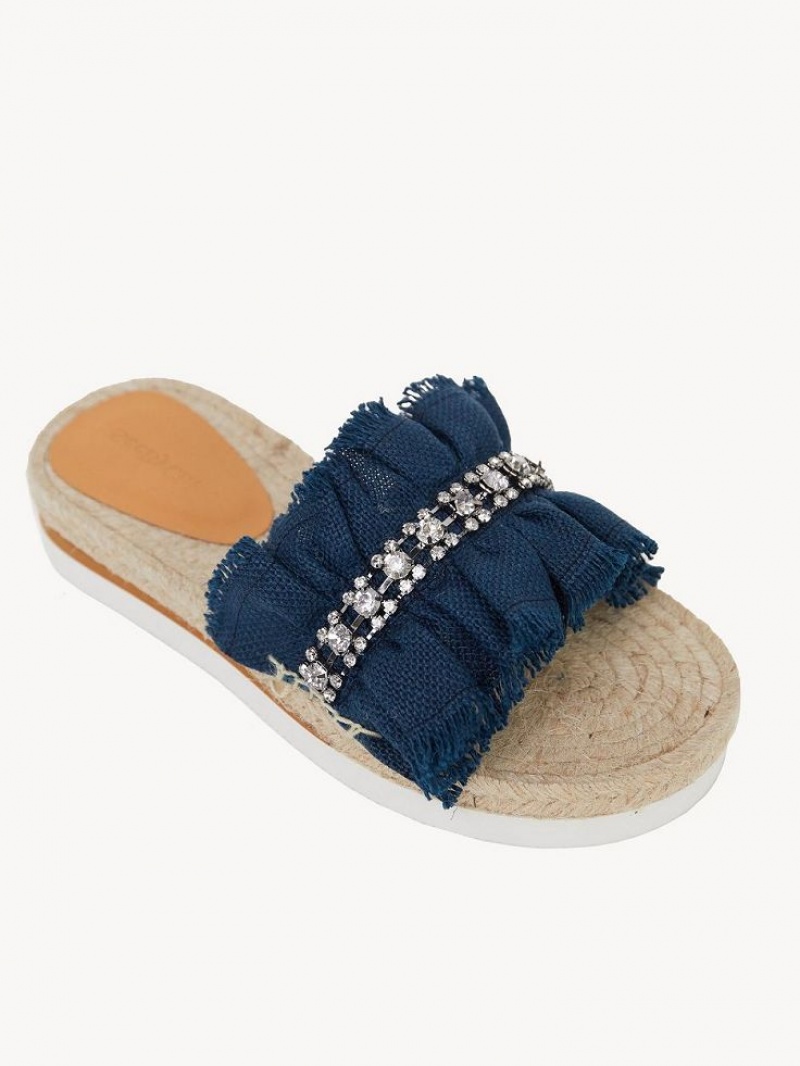Tenis Planos Chloe Mollie Alpargata Azules Oscuro | CHE-SR14807