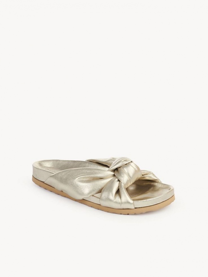 Tenis Planos Chloe Spender Chanclas Dorados | CHE-SR14810