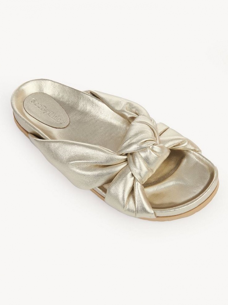 Tenis Planos Chloe Spender Chanclas Dorados | CHE-SR14810